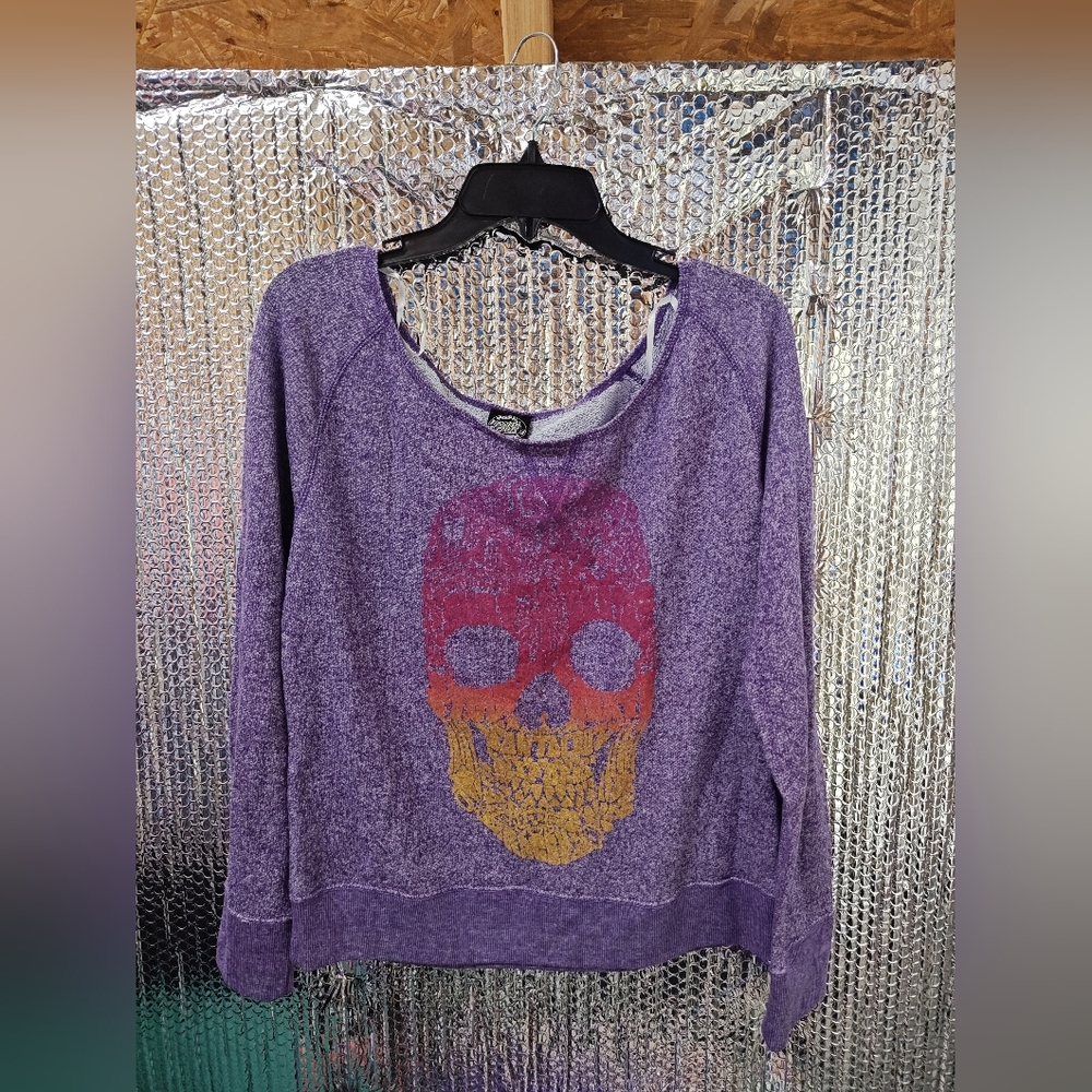 One Of A Kind! Santa Cruz Skateboards Purple Skull Sweatshirt